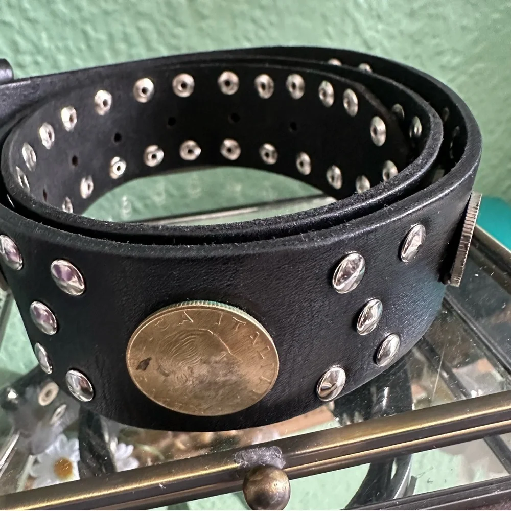 Studded Leather Belts with Coins Handmade in Morocco sz S/M